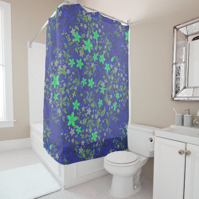Flowers pattern 08.b DGrey BG Shower Curtain (In Situ)