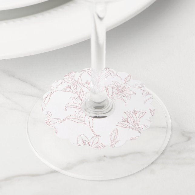 Flowers Pattern 10 Wine Glass Tag (Close Up)