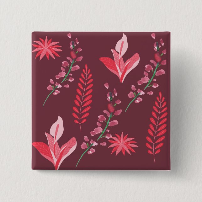 Flowers pattern. 15 cm square badge (Front)