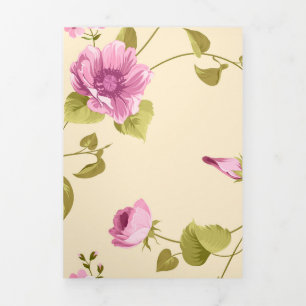 Flowers Pattern 16 Tri-Fold Holiday Card