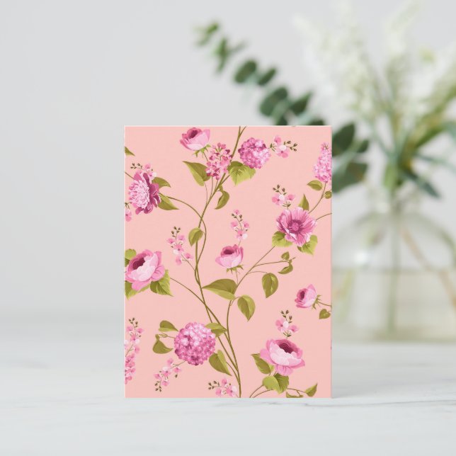 Flowers Pattern 17 Holiday Postcard (Standing Front)