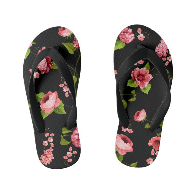 Flowers Pattern 18 Kid's Flip Flops (Footbed)