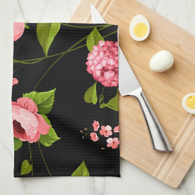 Flowers Pattern 18 Tea Towel (Quarter Fold)