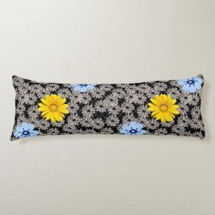 Flowers pattern 19.b. Black BG Body Cushion