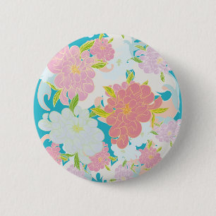 Flowers pattern 6 cm round badge