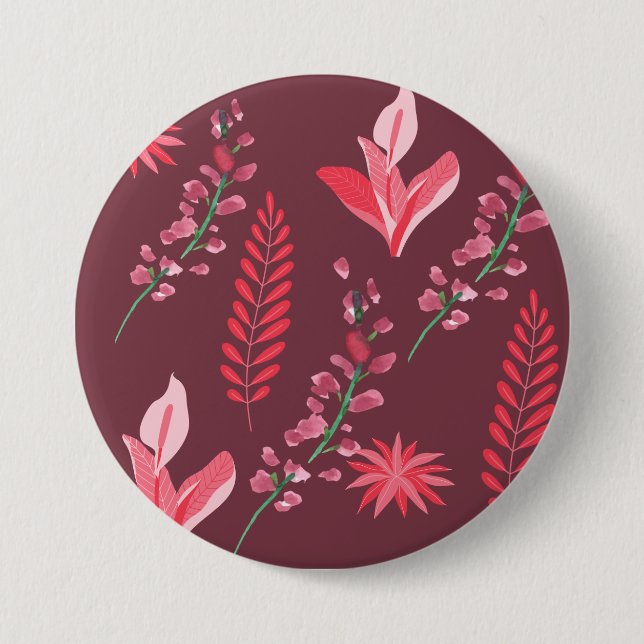 Flowers pattern. 7.5 cm round badge (Front)