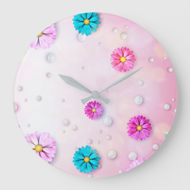 Flowers Pattern 7 Large Clock (Front)