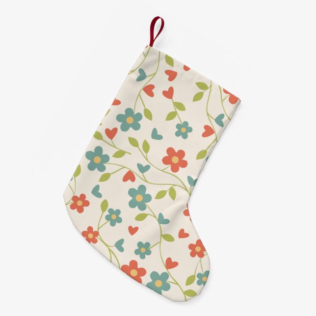 Flowers Pattern Christmas Stocking (Front (Hanging))