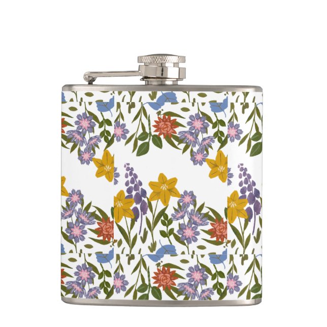 Flowers Pattern Hip Flask (Front)
