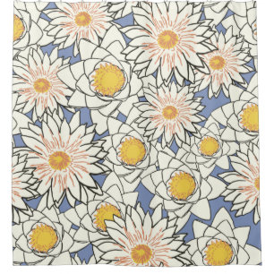 Flowers pattern lotus lily shower curtain