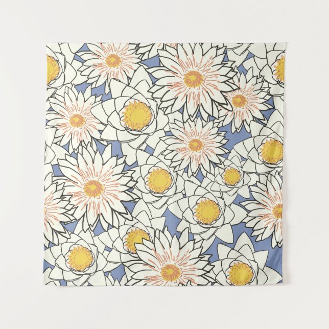 Flowers pattern lotus lily tapestry (Front)