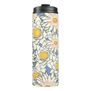 Flowers pattern lotus lily thermal tumbler