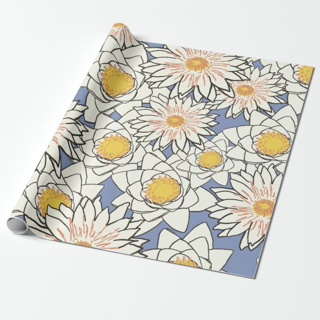 Flowers pattern lotus lily wrapping paper (Unrolled)