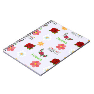 Flowers pattern on grey notebook