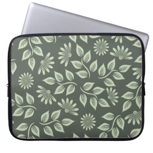 Flowers pattern spring green laptop sleeve