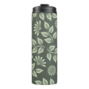Flowers pattern spring green thermal tumbler