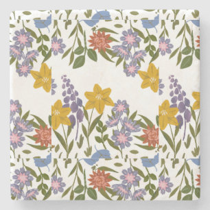 Flowers Pattern Stone Coaster