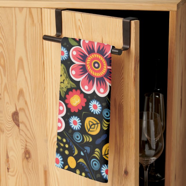 Flowers Pattern Tea Towel (Thirds Fold)