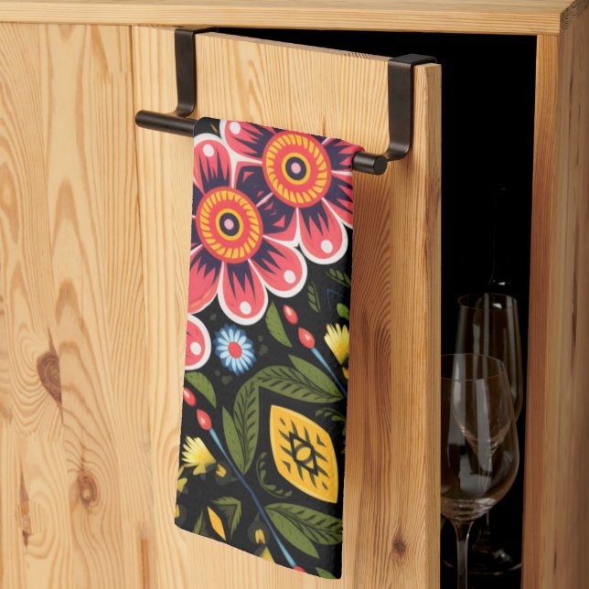 Flowers Pattern Tea Towel (Thirds Fold)