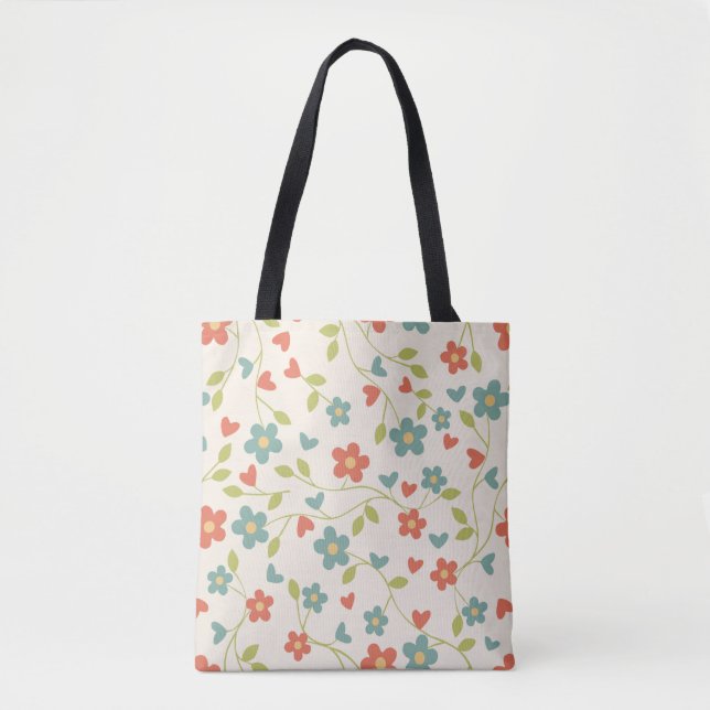 Flowers Pattern Tote Bag (Front)