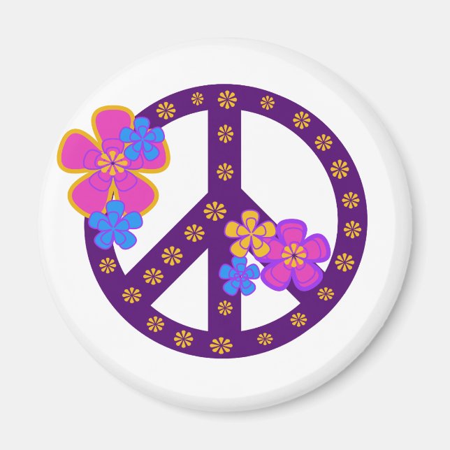 Flowers Peace Symbol Magnet (Front)