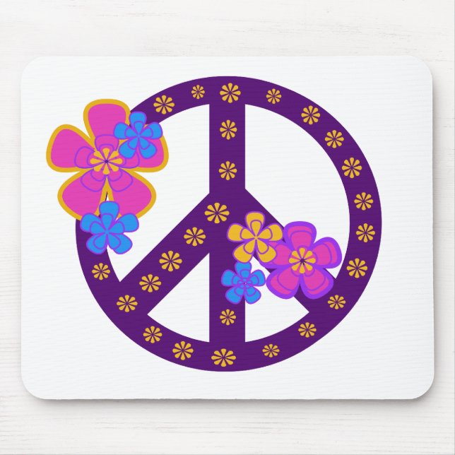 Flowers Peace Symbol Mouse Mat (Front)