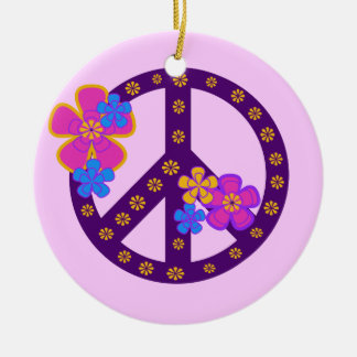 Flowers Peace Symbol T-shirts and Gifts Ceramic Tree Decoration