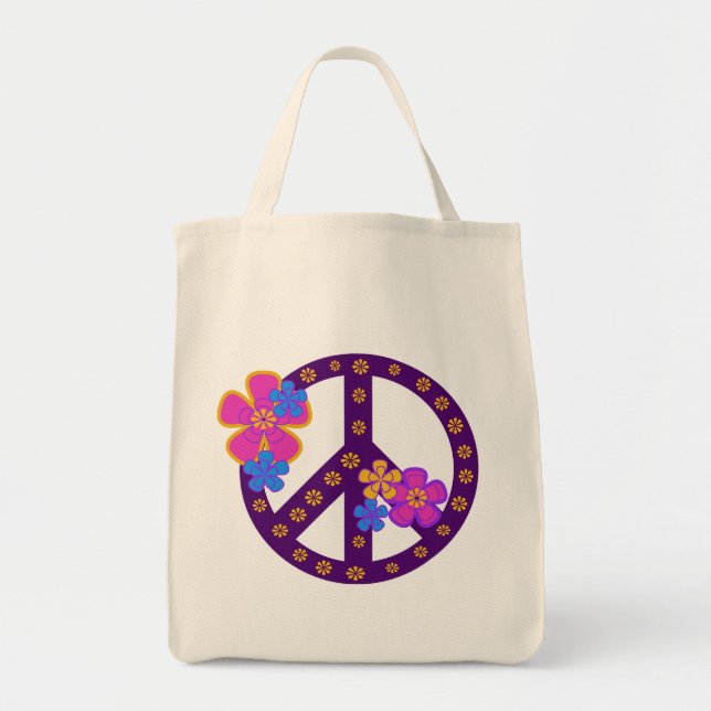 Flowers Peace Symbol T-shirts and Gifts Tote Bag (Front)