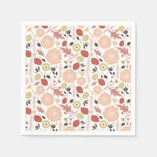 Flowers Peach Green Botanical Napkin