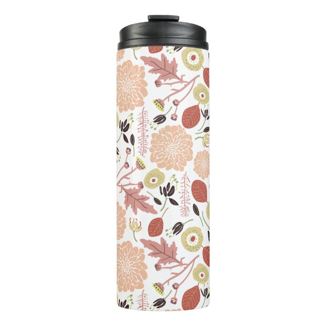 Flowers Peach Green Botanical Thermal Tumbler (Front)