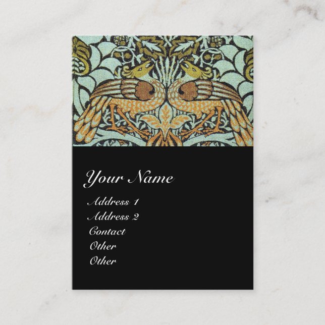 FLOWERS,PEACOCKS AND DRAGONS MONOGRAM BUSINESS CARD (Front)