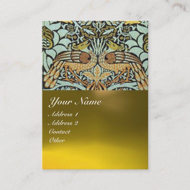 FLOWERS,PEACOCKS AND DRAGONS MONOGRAM BUSINESS CARD (Front)