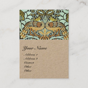 FLOWERS,PEACOCKS AND DRAGONS MONOGRAM Kraft Business Card