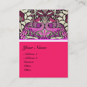 FLOWERS,PEACOCKS AND DRAGONS MONOGRAM pearl Business Card