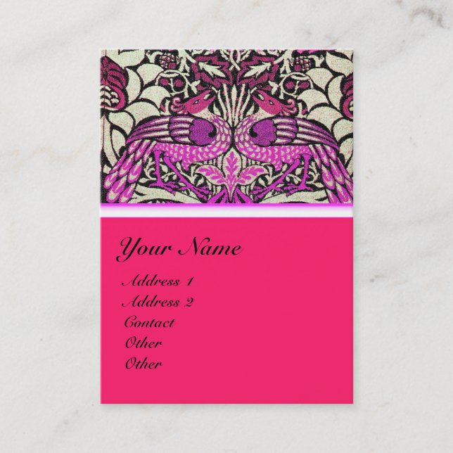 FLOWERS,PEACOCKS AND DRAGONS MONOGRAM pearl Business Card (Front)