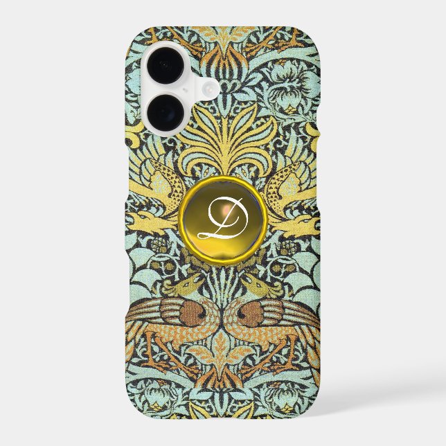 FLOWERS,PEACOCKS AND DRAGONS YELLOW GEM MONOGRAM (Back)