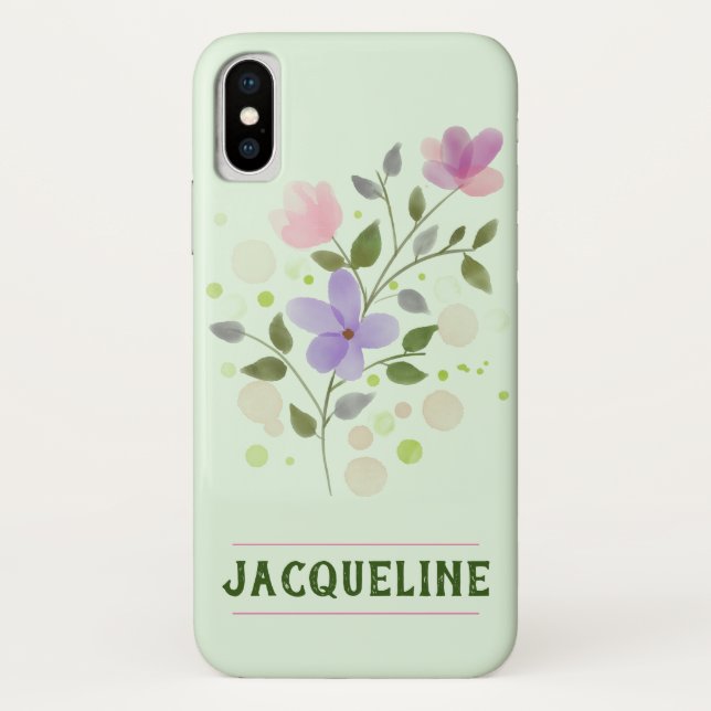 Flowers & Personalised Name Jacqueline Case-Mate iPhone Case (Back)
