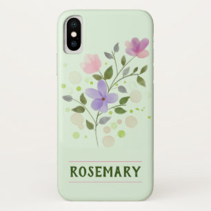 Flowers & Personalised Name Rosemary iPhone X Case