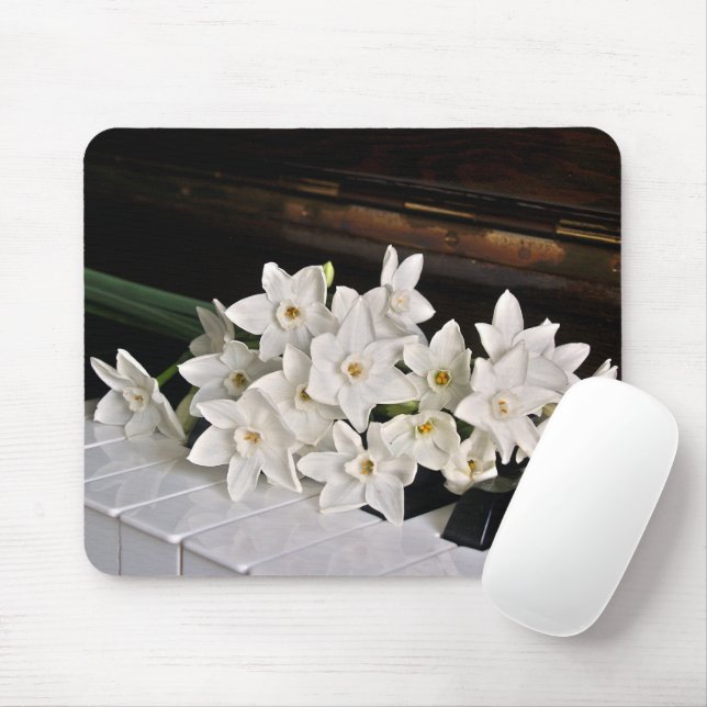 Flowers & Piano Mouse Pad (With Mouse)