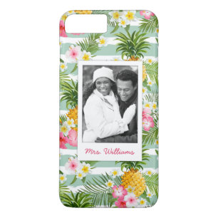 Flowers & Pineapple   Add Your Photo & Name iPhone 8 Plus/7 Plus Case