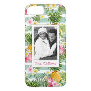 Flowers & Pineapple   Add Your Photo & Name iPhone 8/7 Case