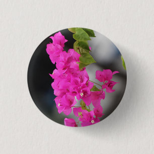 flowers pink 3 cm round badge