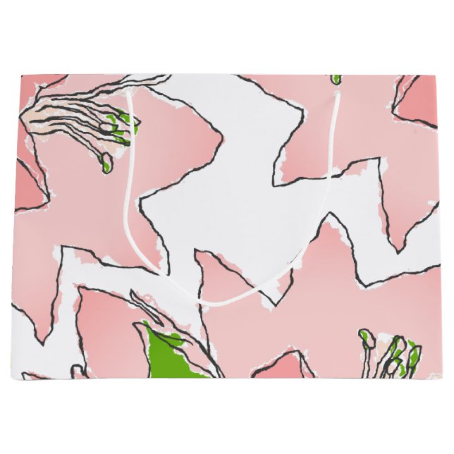 Flowers Pink and Green AKA Sorority Large Gift Bag (Front)