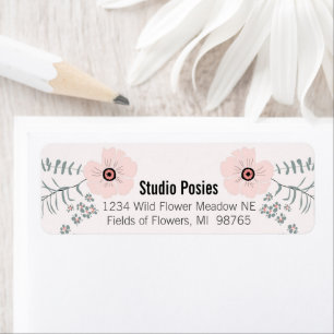 Flowers Pink Black Botanical Pattern