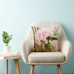 Flowers   Pink Rose Bouquet Cushion