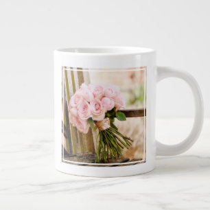 Flowers Pink Rose Bouquet Large Coffee Mug