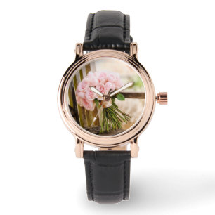 Flowers Pink Rose Bouquet Watch