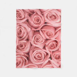 Flowers Pink Roses Fleece Blanket