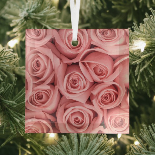 Flowers | Pink Roses Glass Tree Decoration (Insitu)