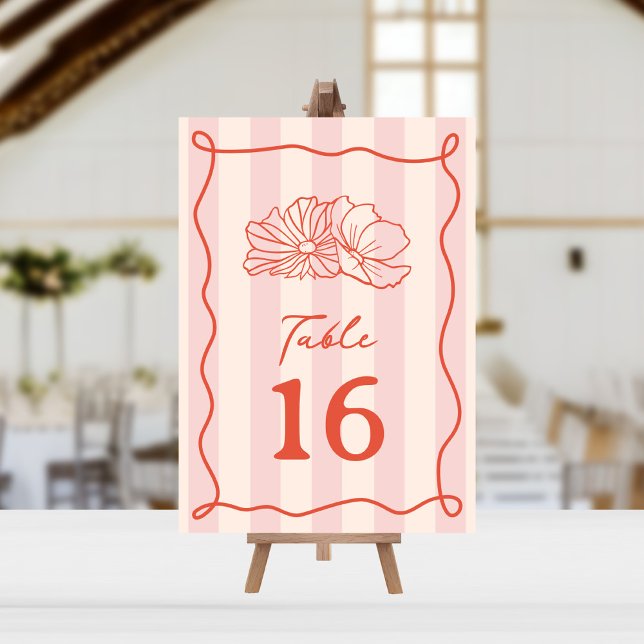 Flowers Pink Stripe Wedding Invitation (Creator Uploaded)